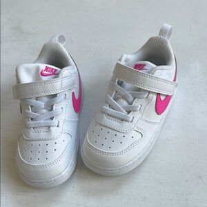Nike Kids White and Pink Sneakers